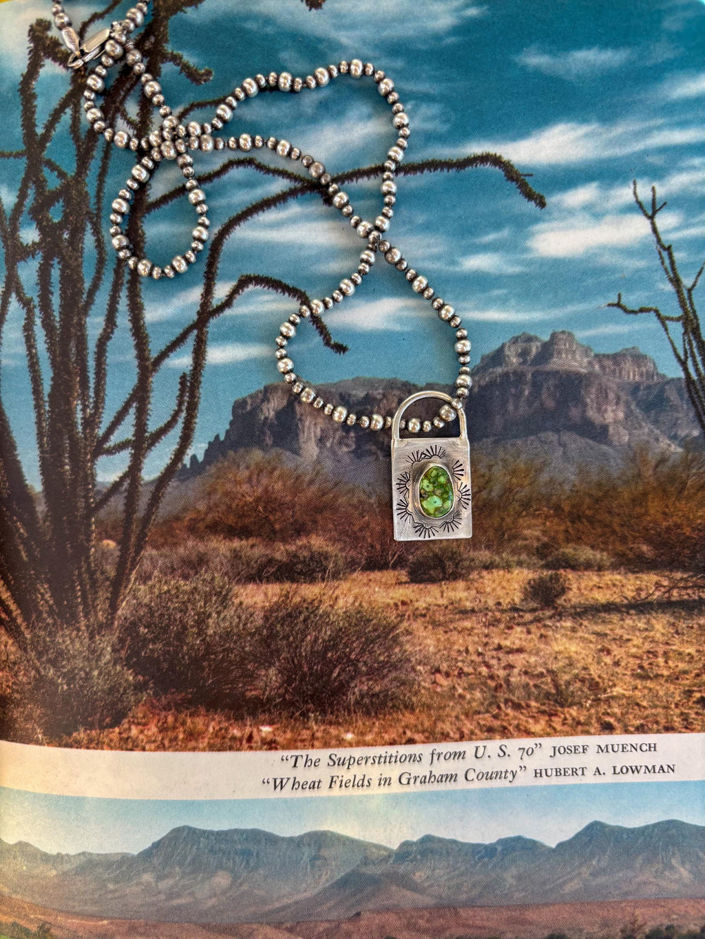 ✙ Sterling Silver Sonoran Turquoise Lock Pendant