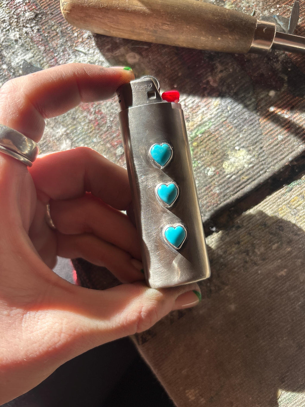 ✙ Turquoise Heart Lighter Case