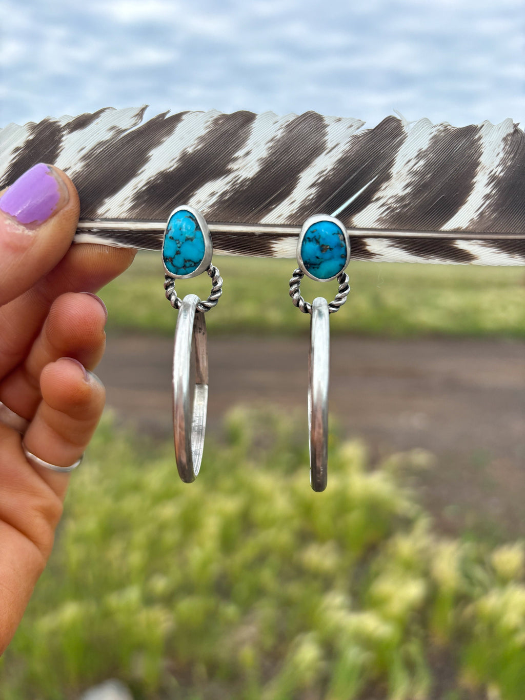 ✙ Natural Kingman Turquoise Stud Earrings