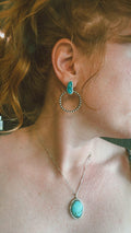 ✙ Kingman Turquoise Stud Hoop Earrings