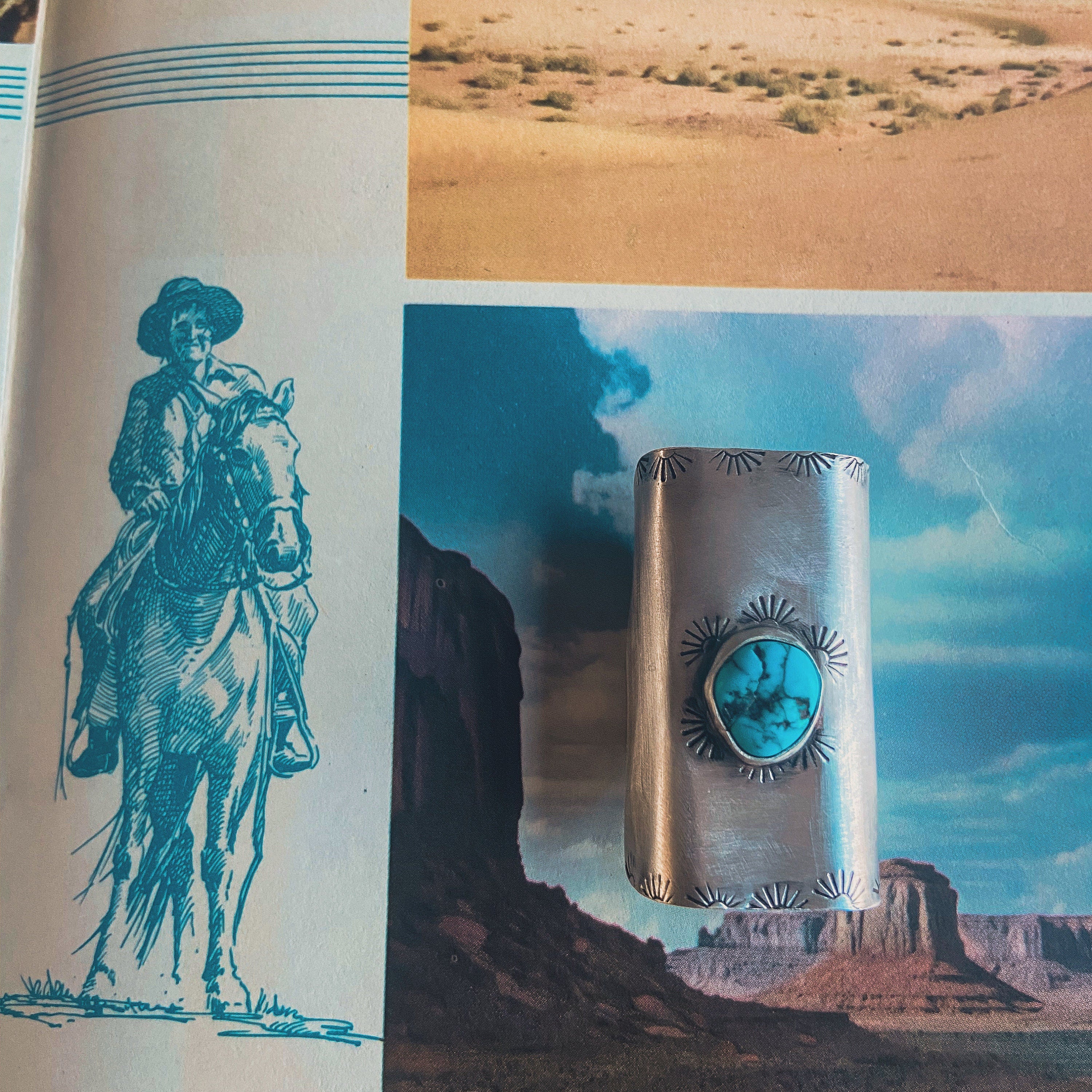 ✙ Sterling Silver Turquoise Western Hair Cuff