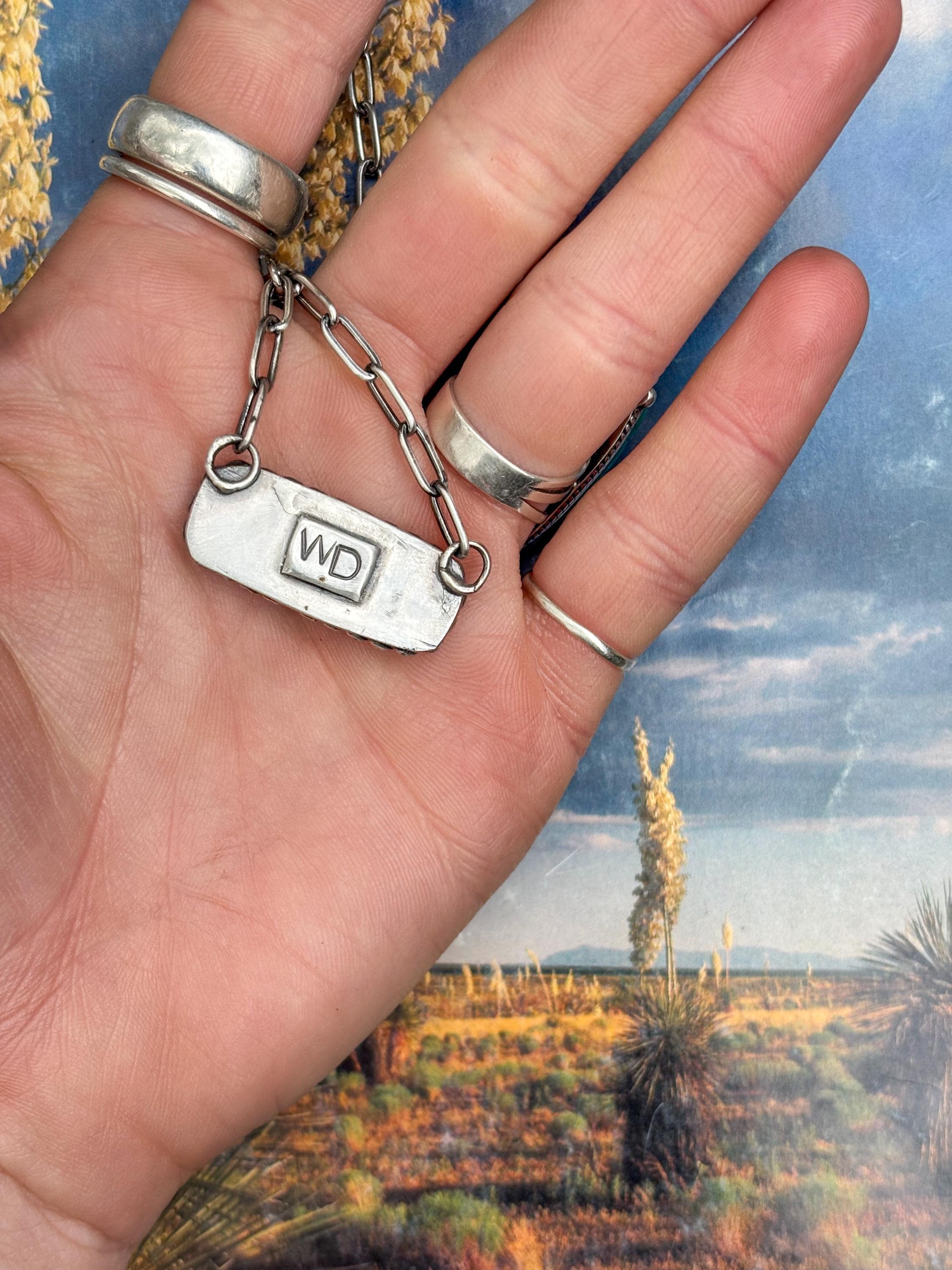 ✙ Sterling Silver Turquoise Bar Necklace