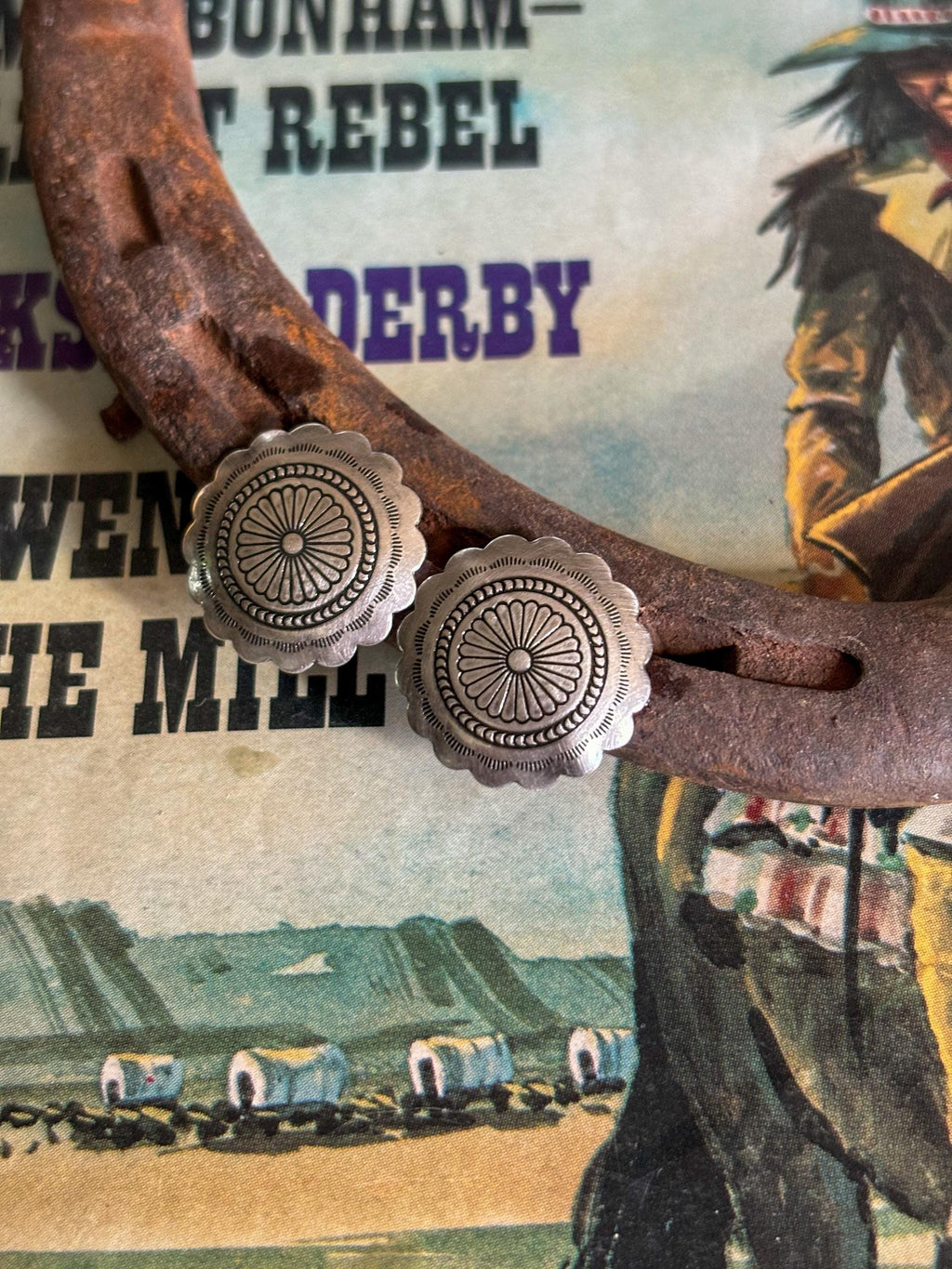 ✙ Sterling Silver Concho Stud Earrings