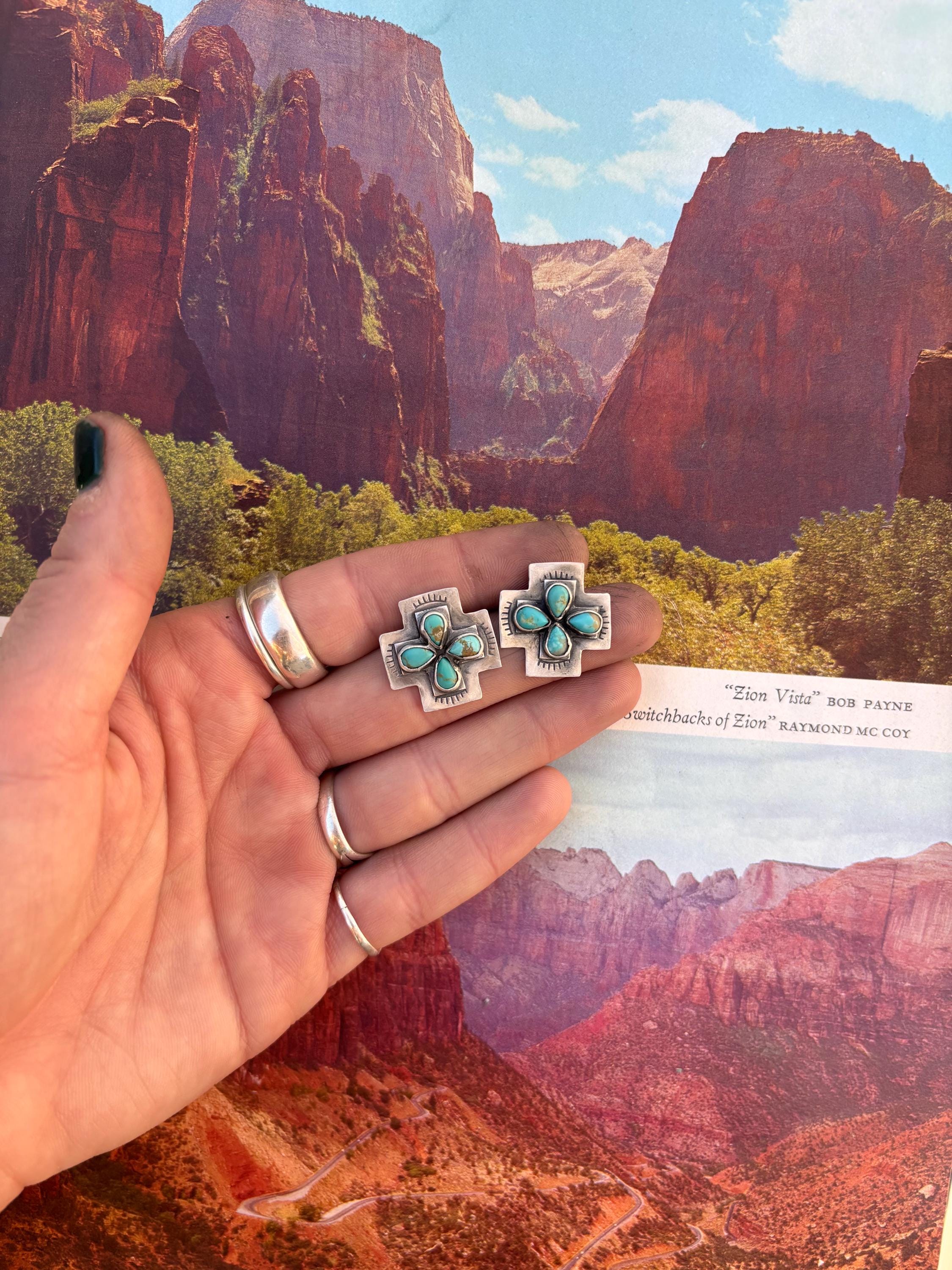 ✙ Sterling Southwestern Cross Earrings