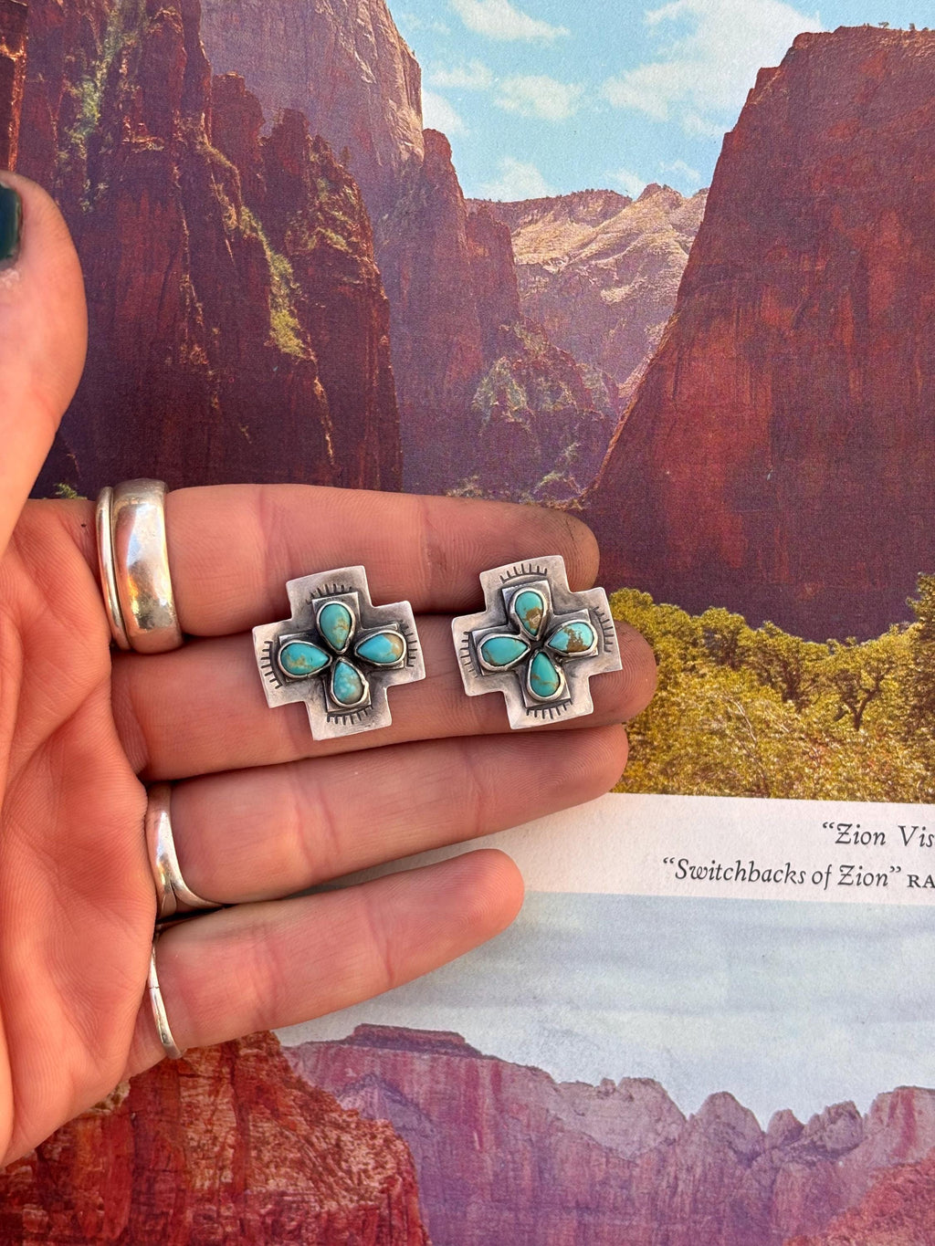 ✙ Sterling Southwestern Cross Earrings