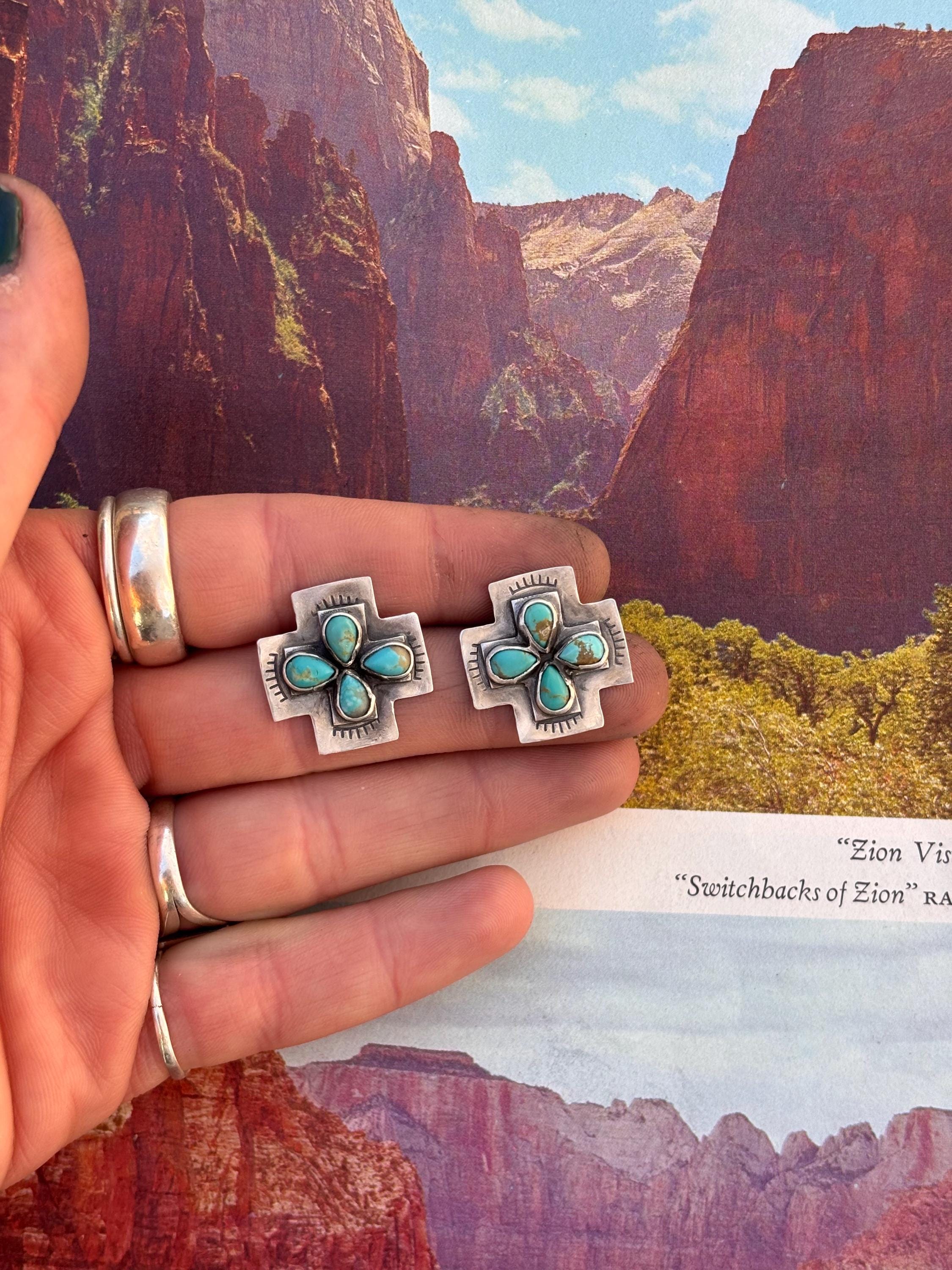 ✙ Sterling Southwestern Cross Earrings