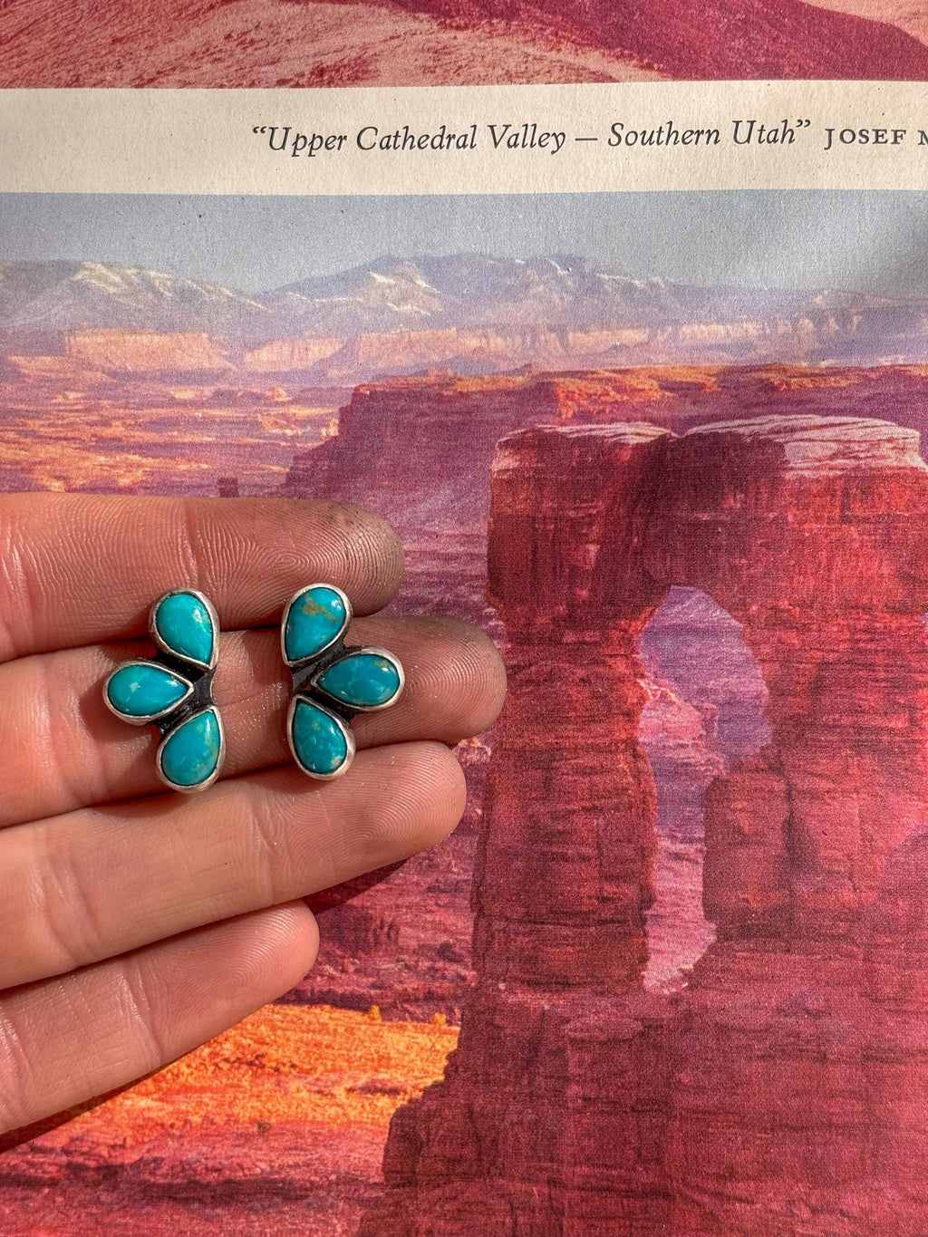 ✙ Kingman Half Cluster Turquoise Earrings