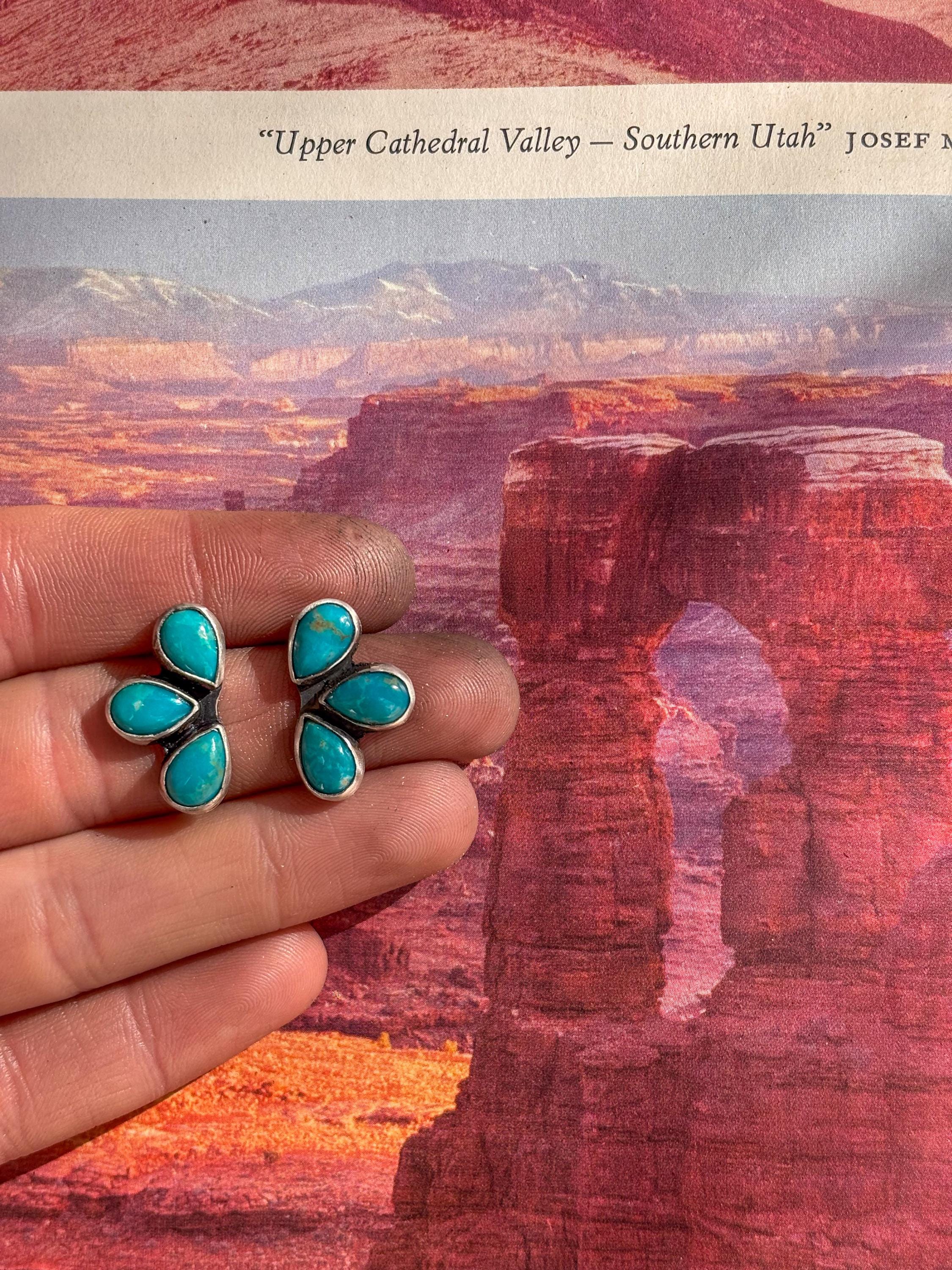 ✙ Kingman Half Cluster Turquoise Earrings