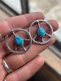 ✙ Sterling Silver Peace Sign Earrings with Turquoise