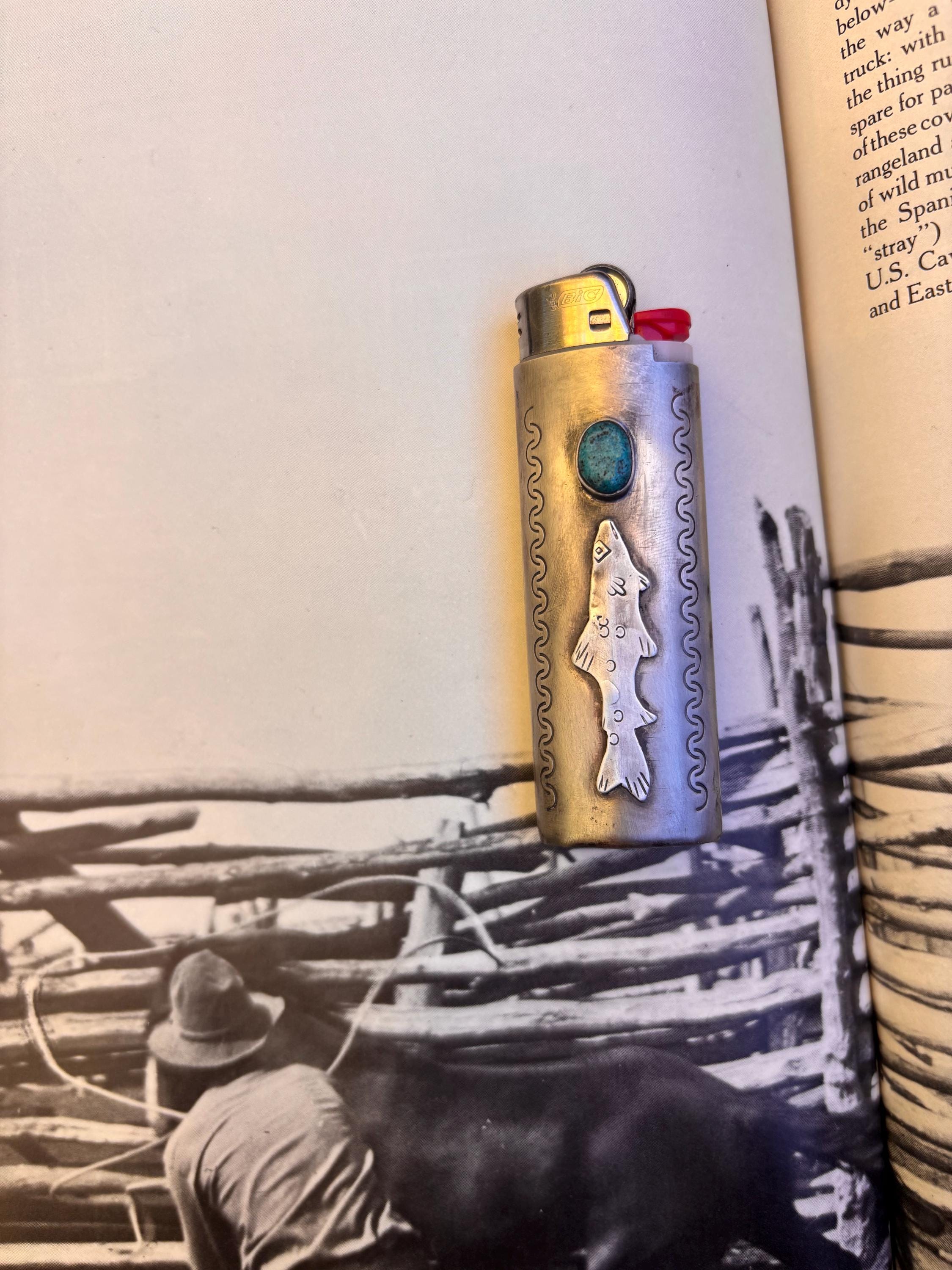 ✙ Trout Lighter Case With Genuine Turquoise