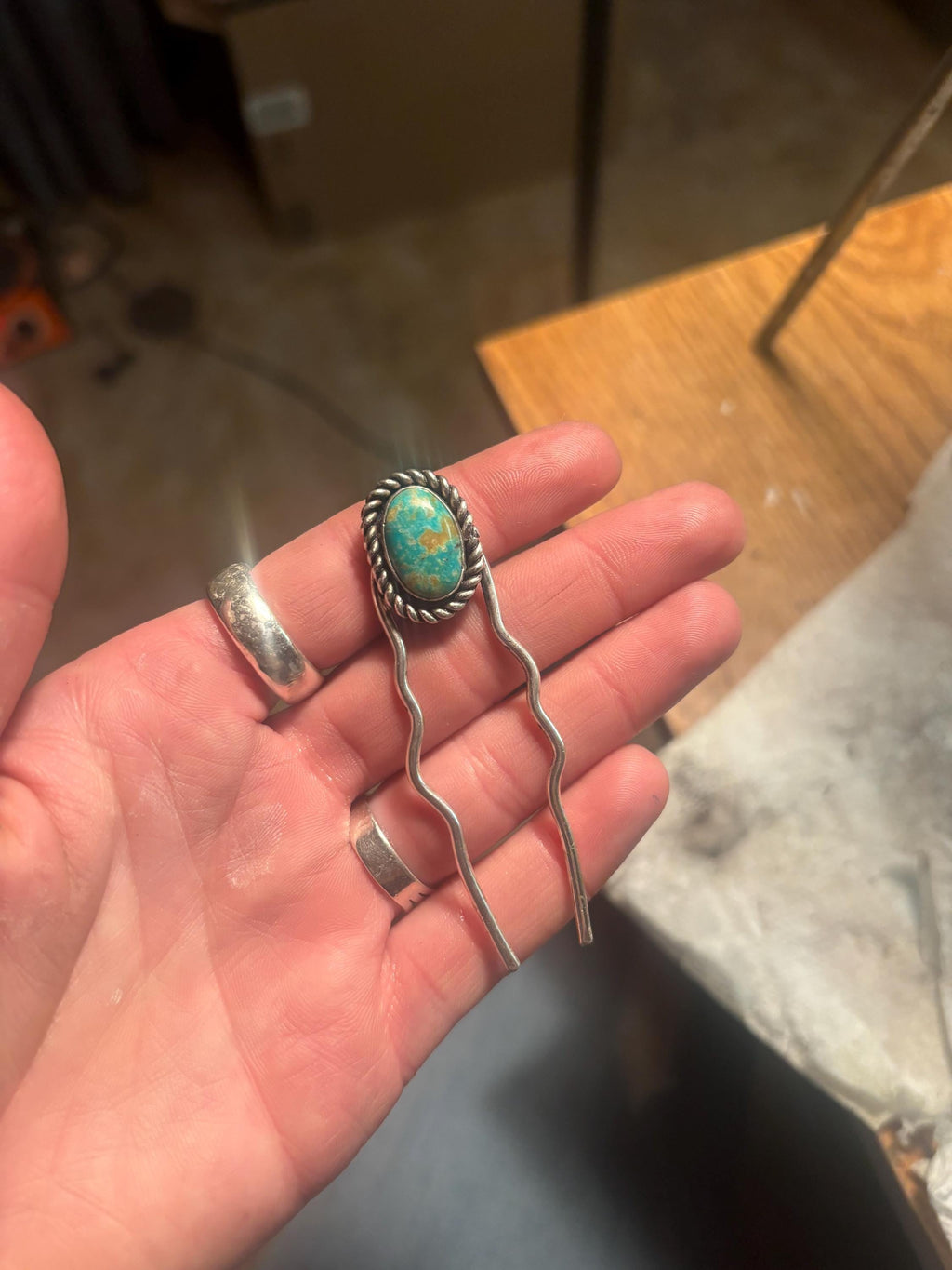 ✙ Sterling Silver Turquoise Hair Pin