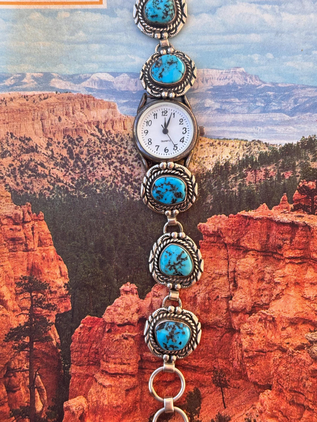 ✙ Vintage Sterling Silver Turquoise Watch