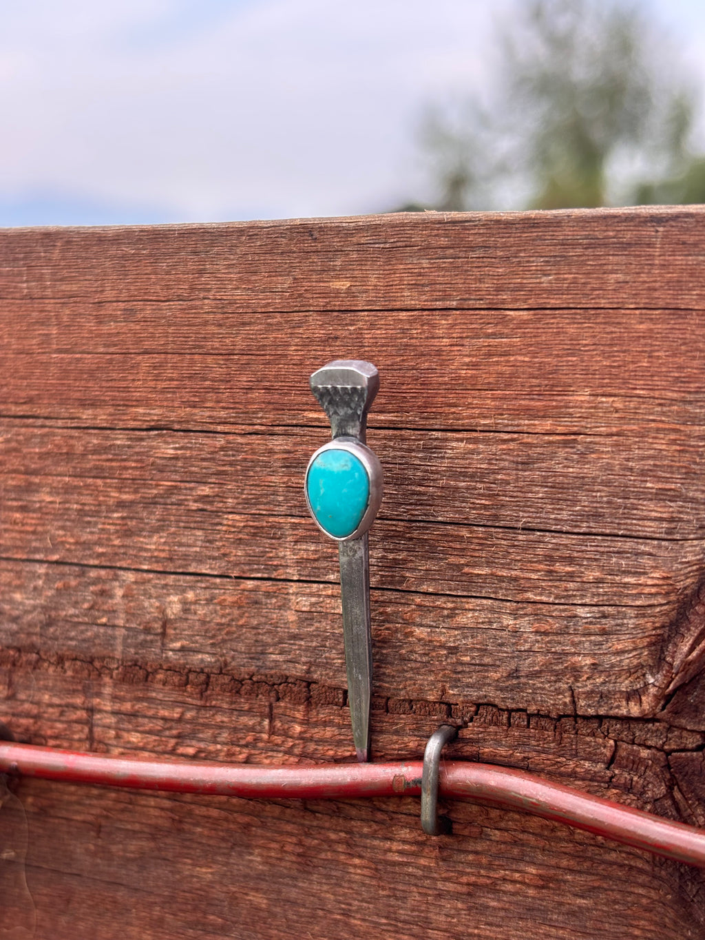 Turquoise Horseshoe Nail Hat Pin