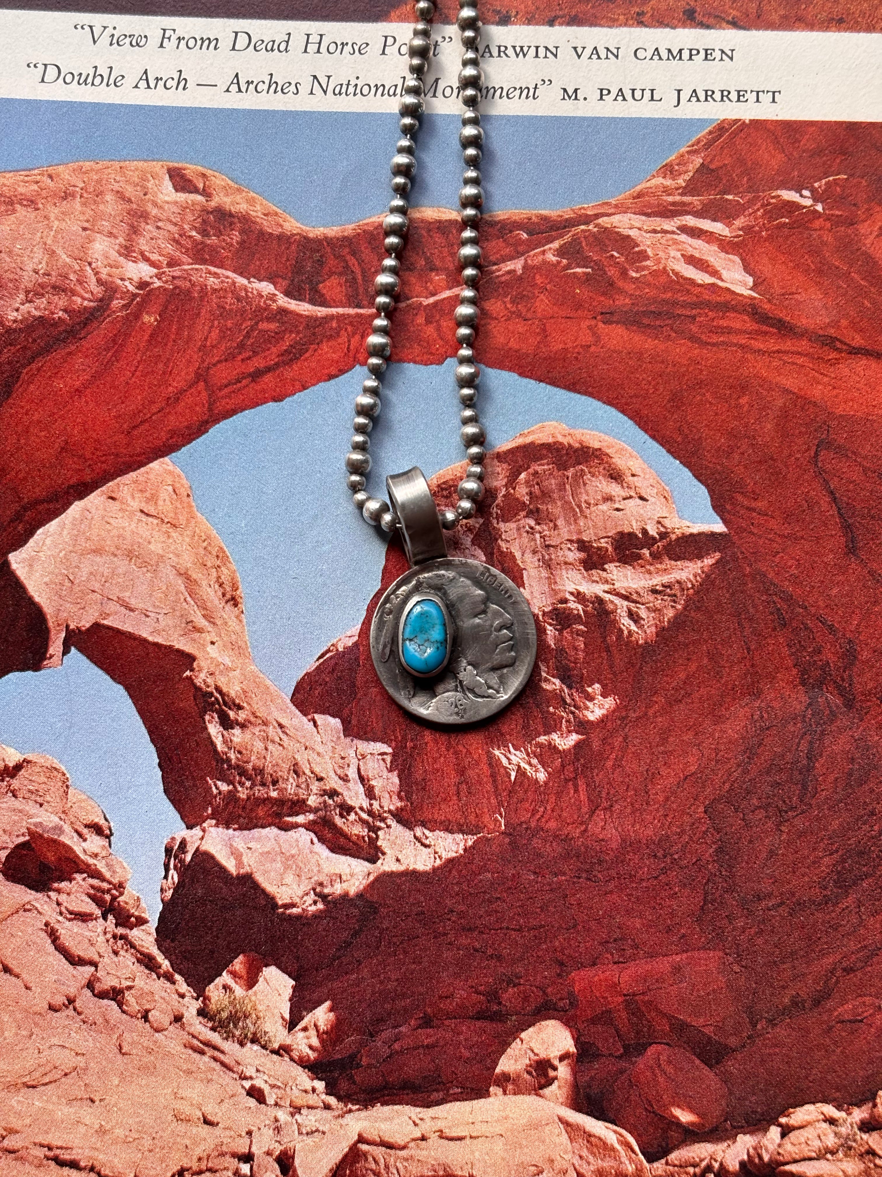 ✙ Sonoran Turquoise Buffalo Nickel Pendant