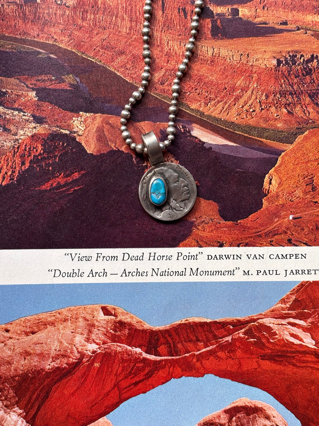 ✙ Sonoran Turquoise Buffalo Nickel Pendant