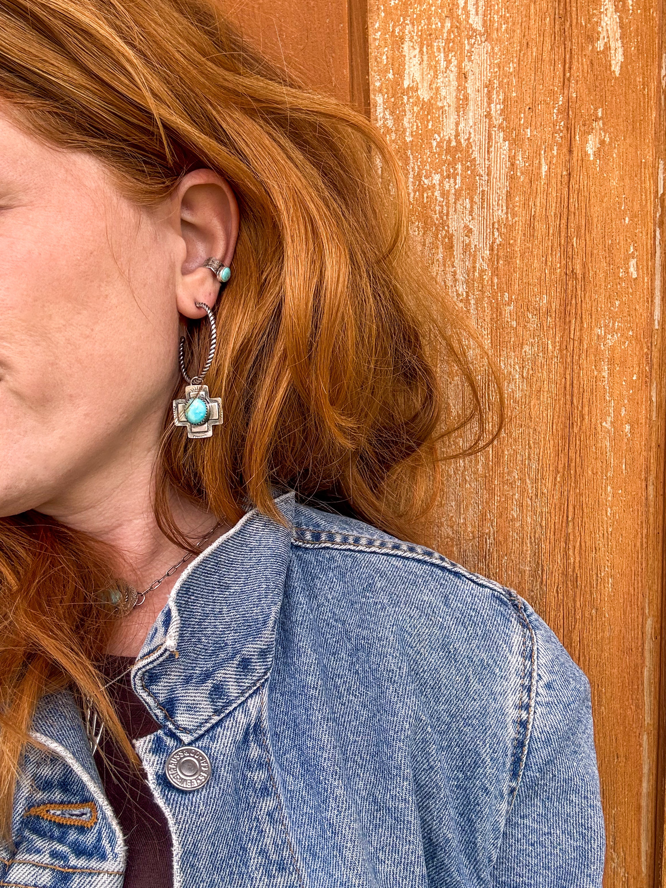 Sterling Ear Cuff with Turquoise