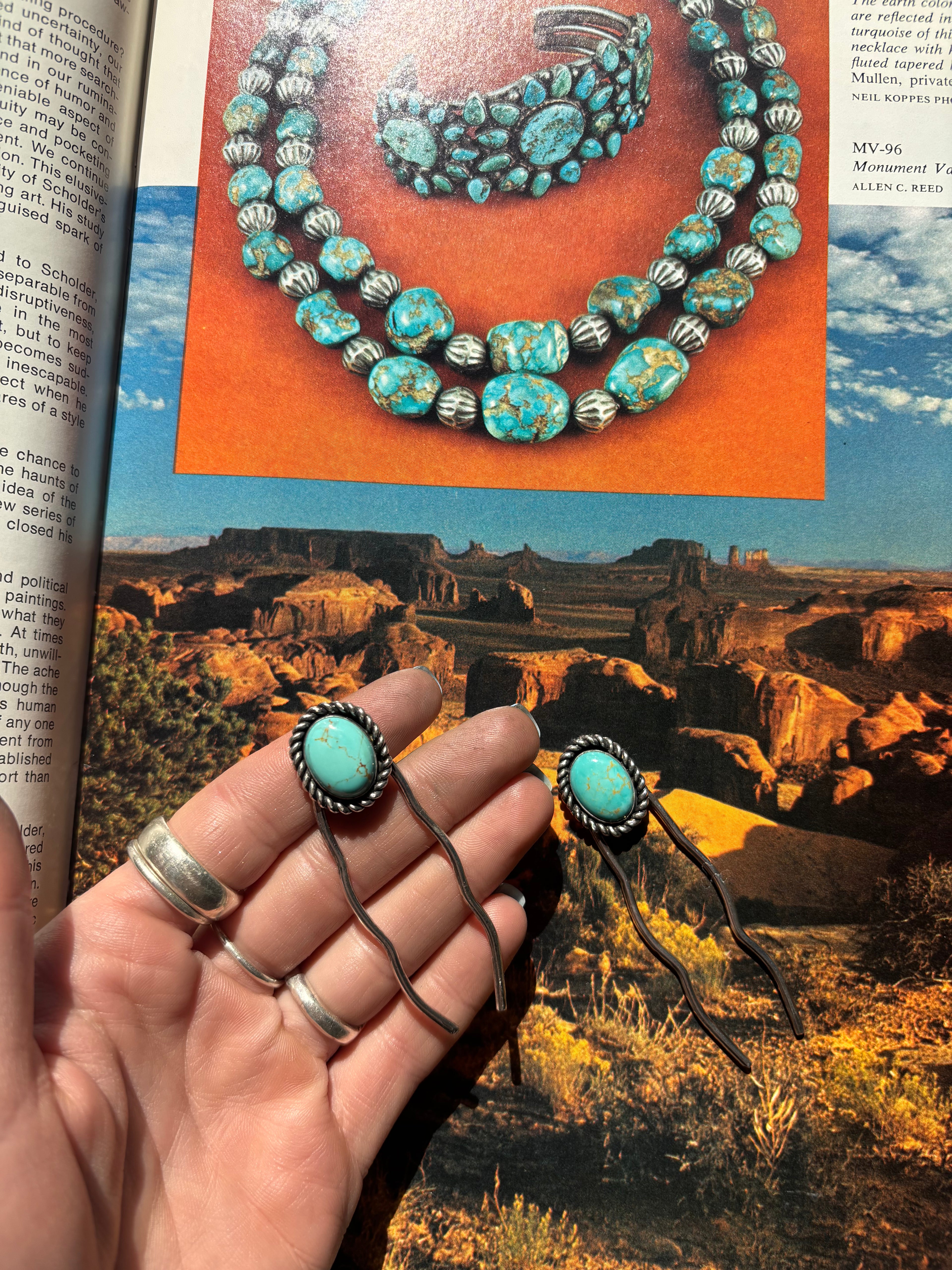 ✙ Sterling Silver Turquoise Hair Pin