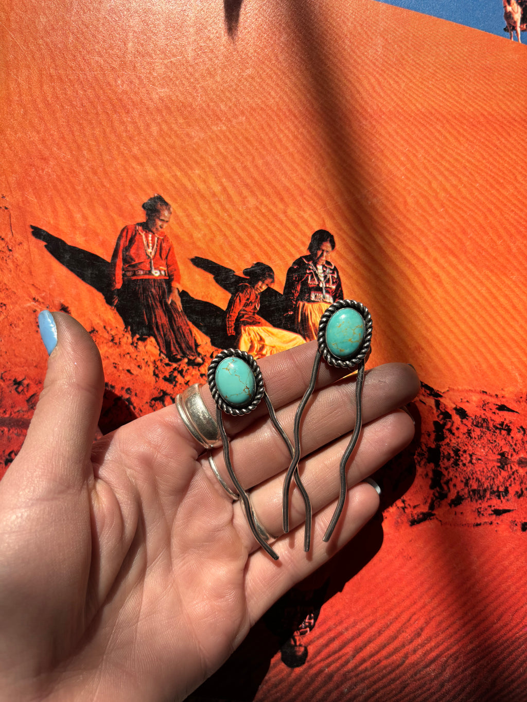 ✙ Sterling Silver Turquoise Hair Pin