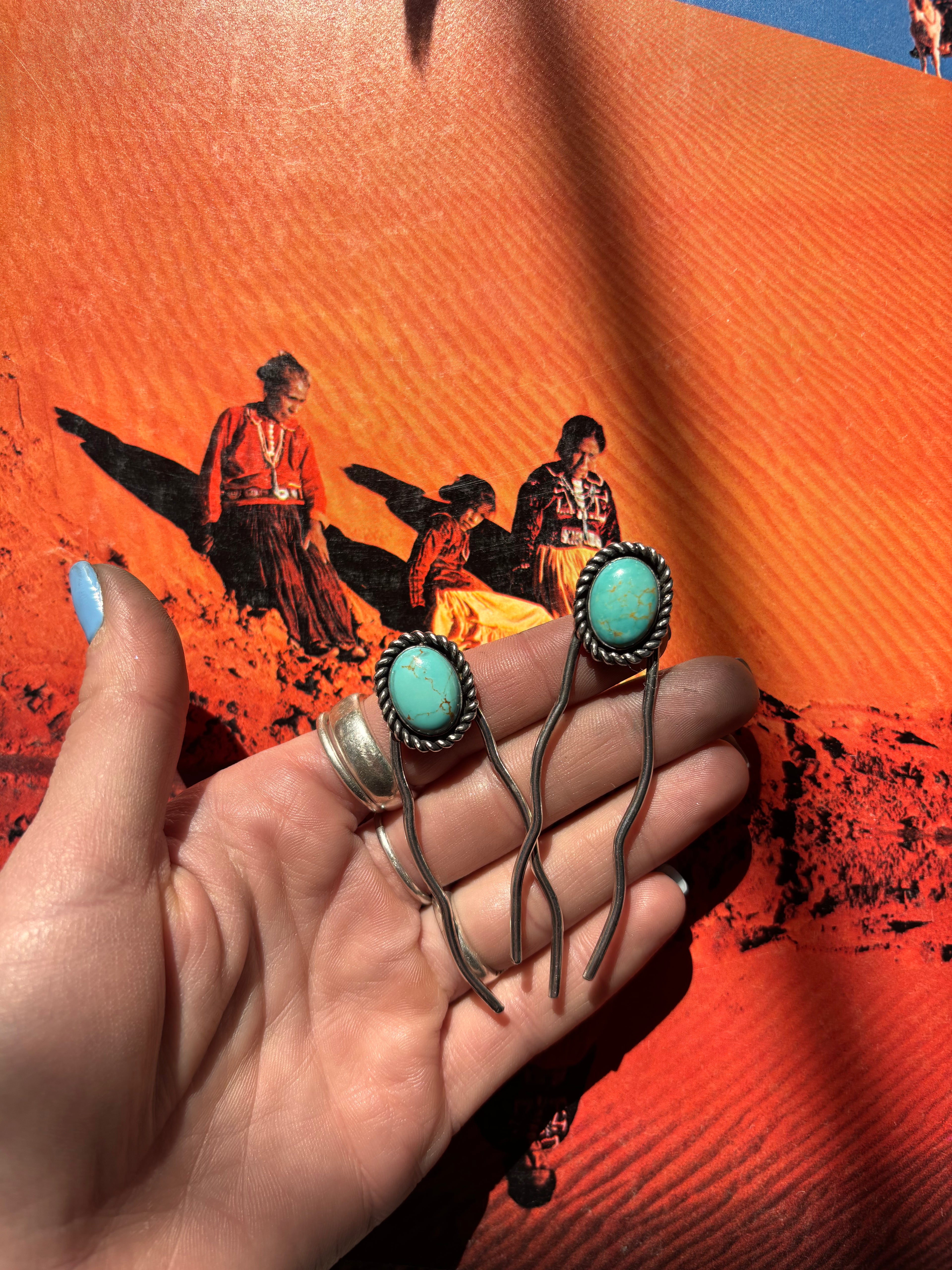 ✙ Sterling Silver Turquoise Hair Pin