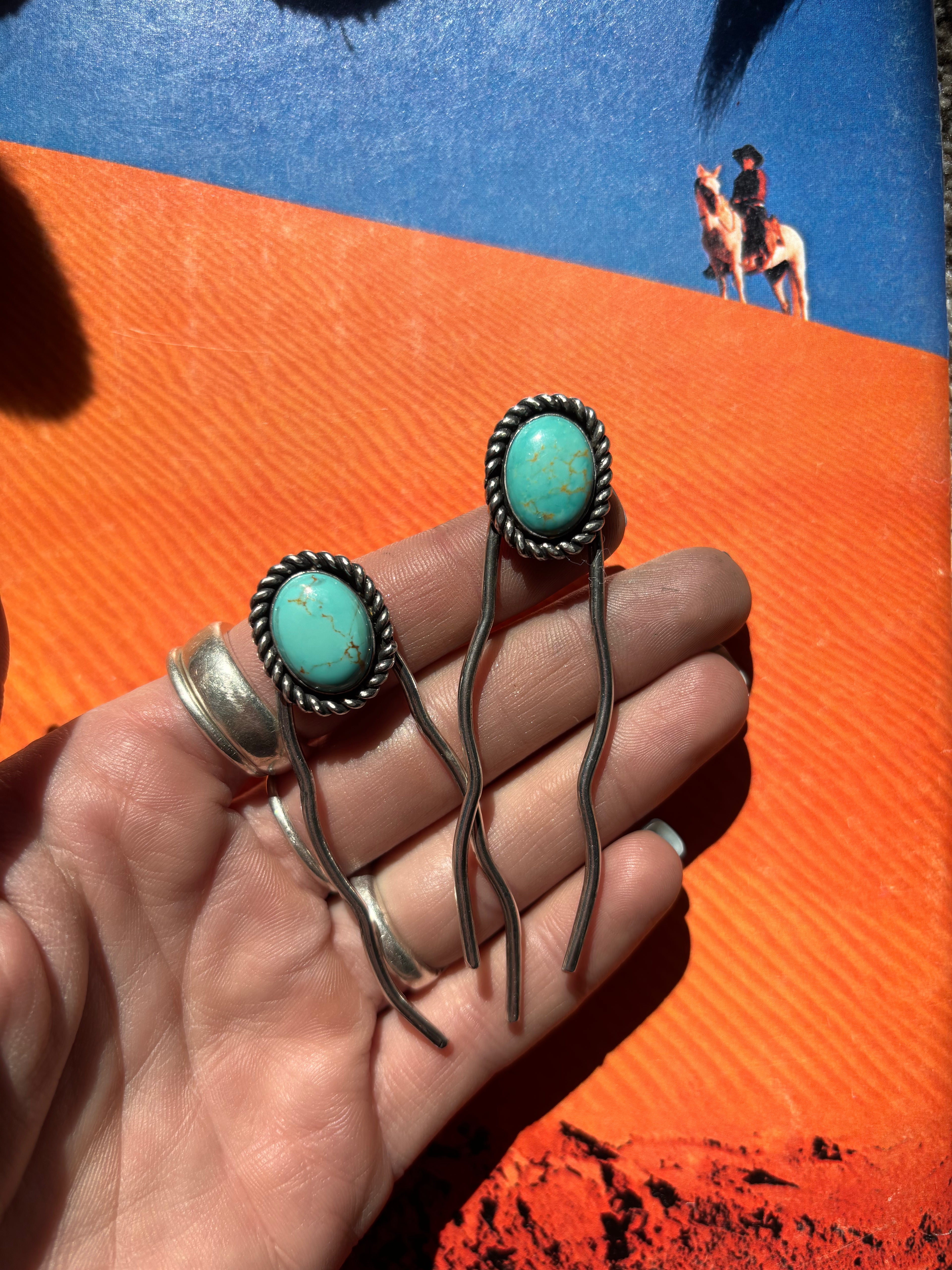 ✙ Sterling Silver Turquoise Hair Pin
