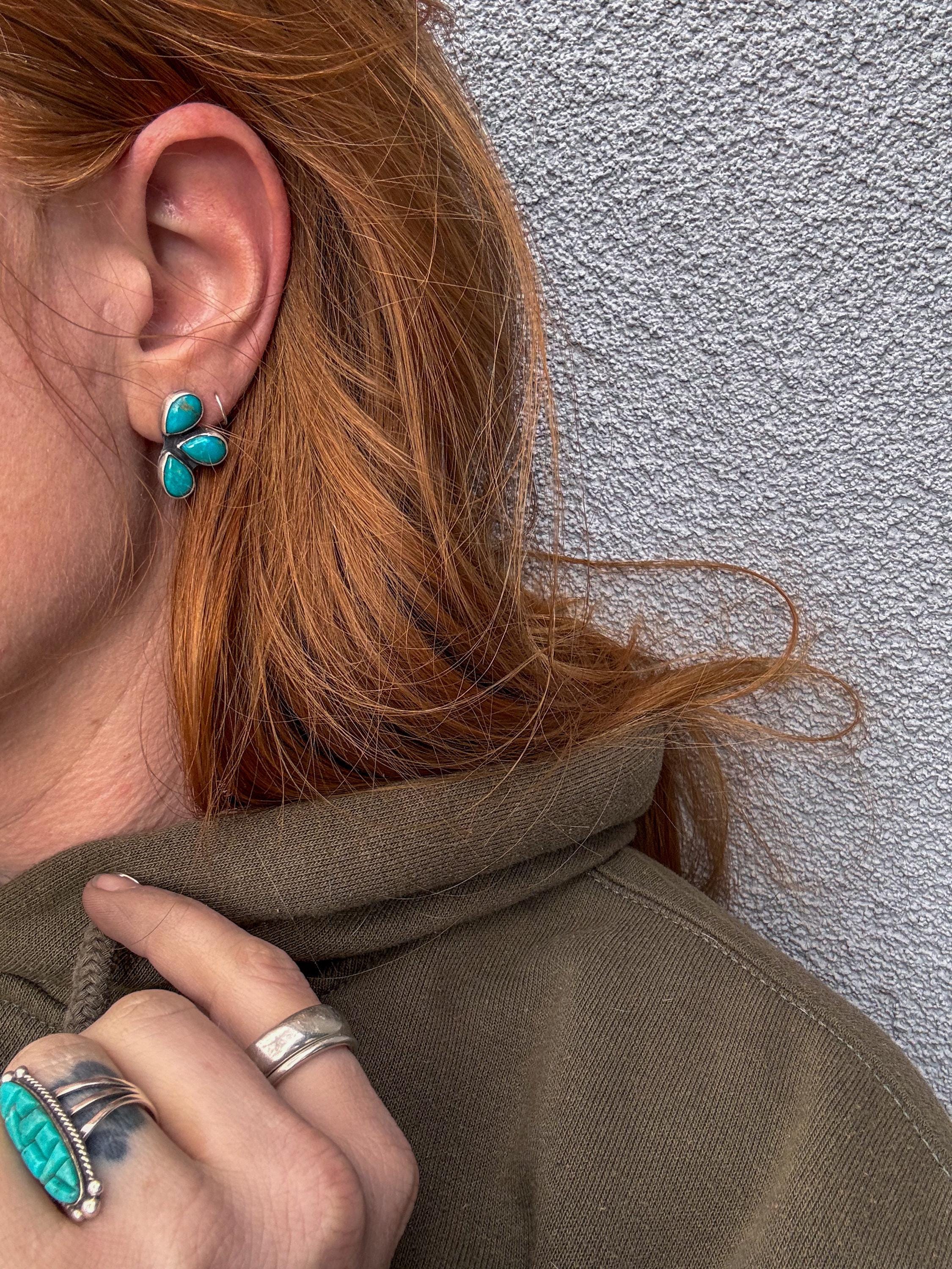✙ Kingman Half Cluster Turquoise Earrings