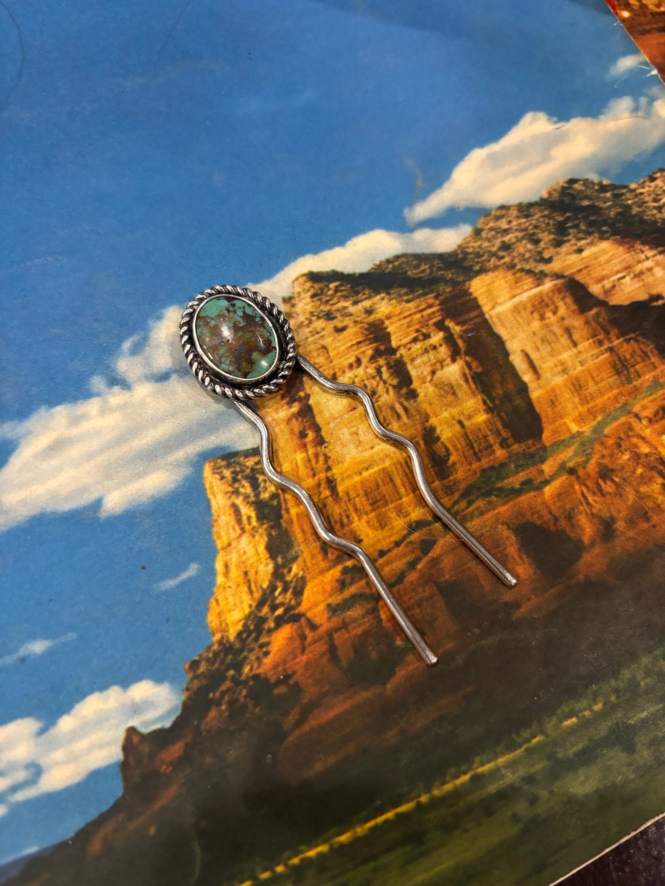 ✙ Sterling Silver Turquoise Hair Pin