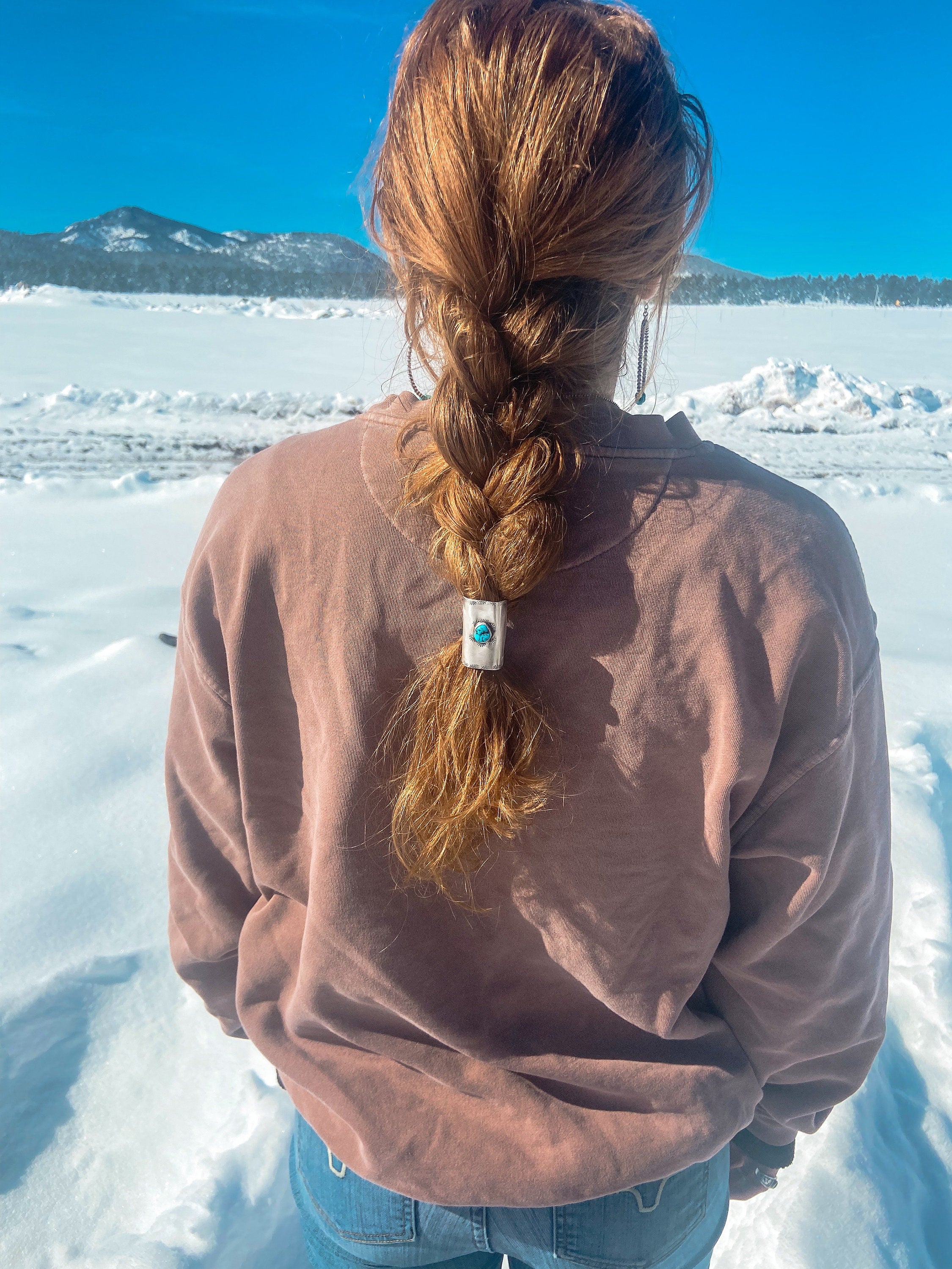 ✙ Sterling Silver Turquoise Western Hair Cuff
