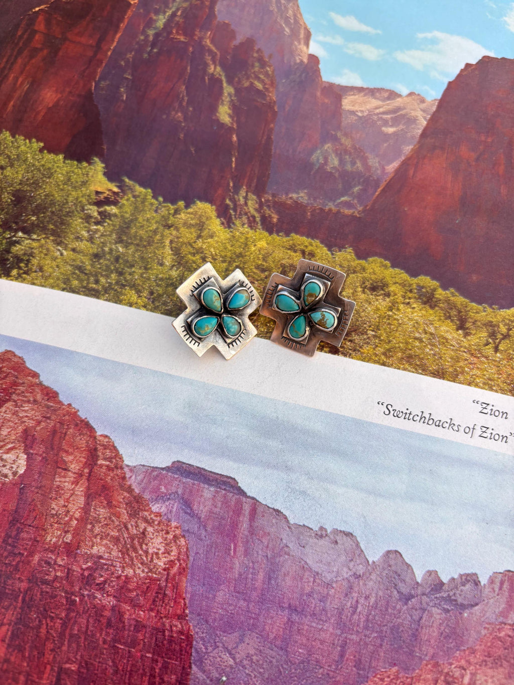 ✙ Sterling Southwestern Cross Earrings