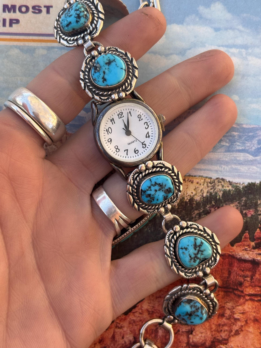 ✙ Vintage Sterling Silver Turquoise Watch