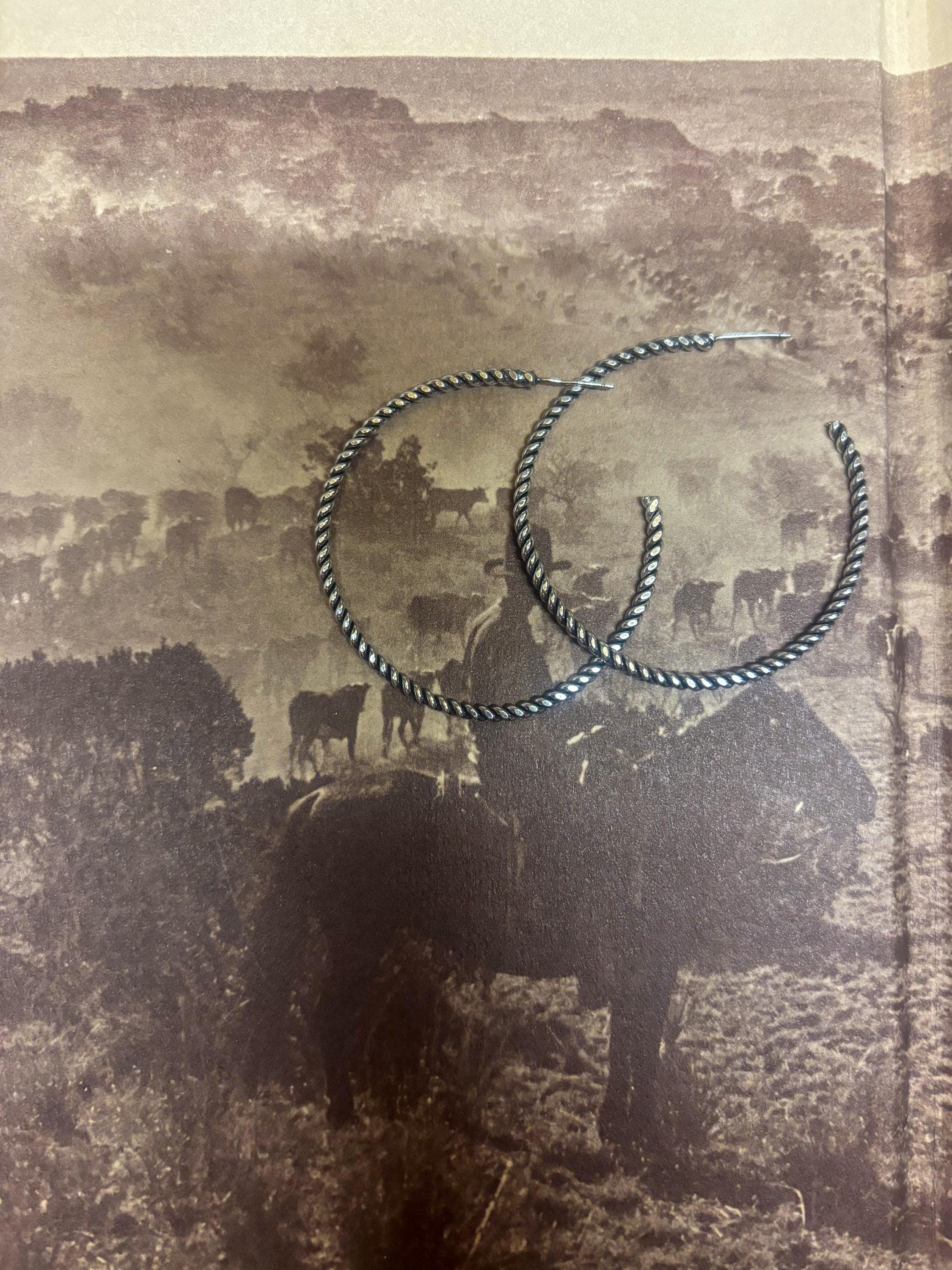 ✙ Twisted Sterling Silver Hoop Earrings
